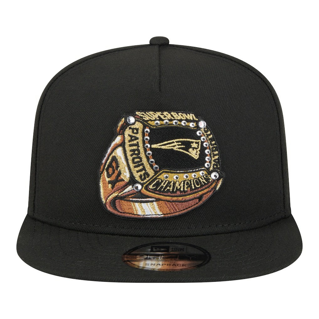 New England Patriots New Era Super Bowl Ring 9FIFTY A-Frame Adjustable Hat Black - NFL
