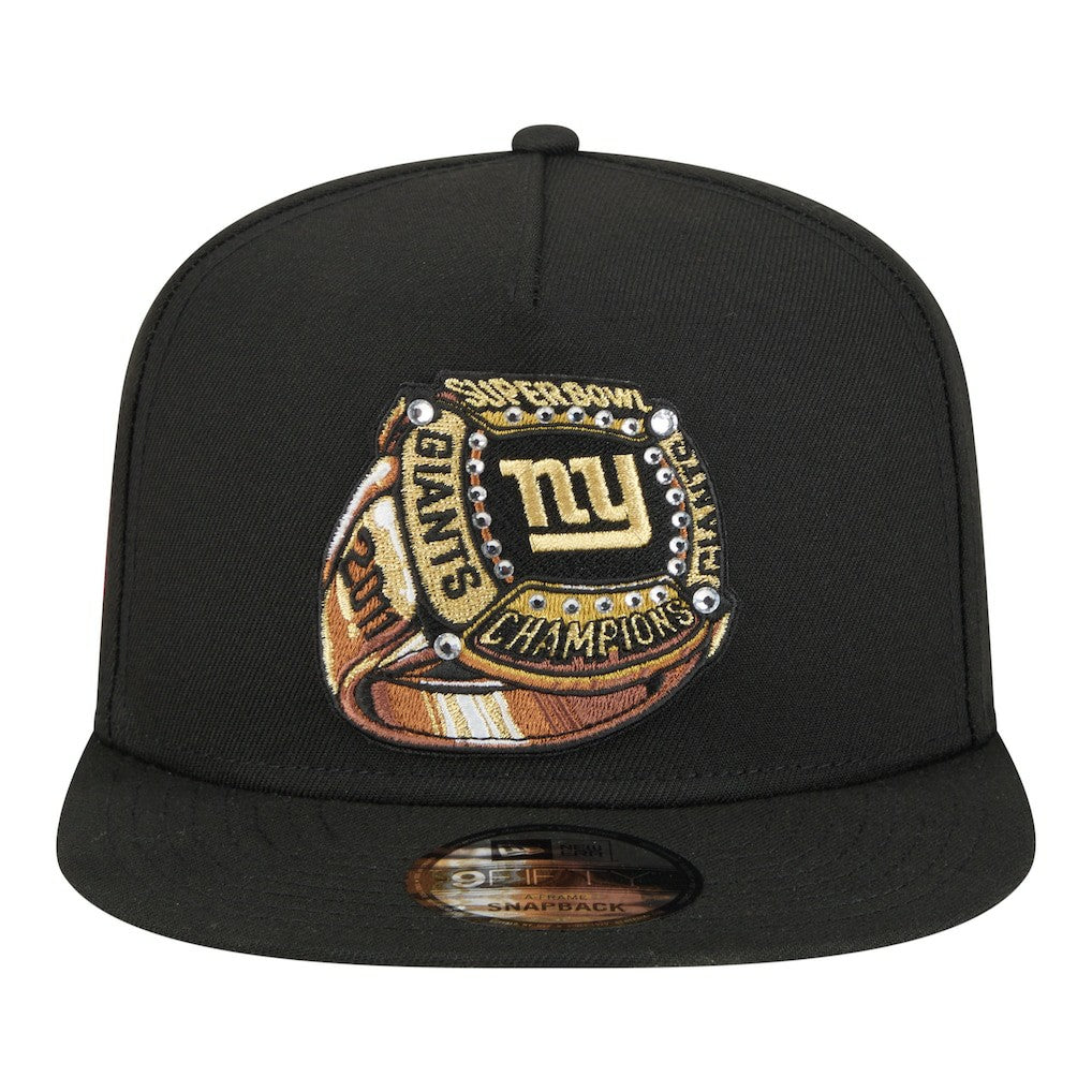 New York Giants New Era Super Bowl Ring 9FIFTY A-Frame Adjustable Hat Black - NFL