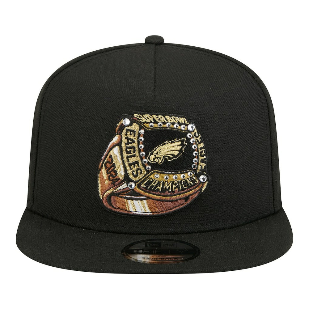 Philadelphia Eagles New Era Super Bowl Ring 9FIFTY A-Frame Adjustable Hat Black - NFL