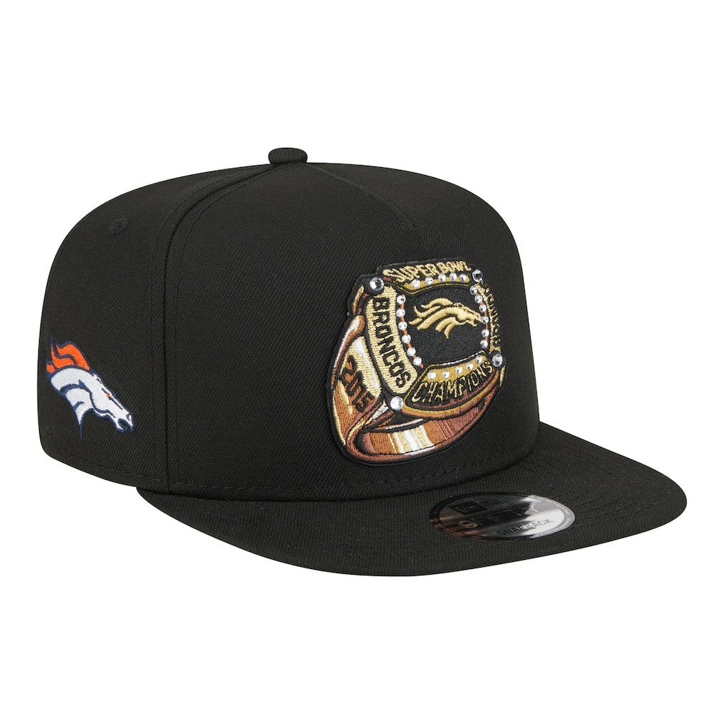 Denver Broncos New Era Super Bowl Ring 9FIFTY A-Frame Adjustable Hat Black - NFL