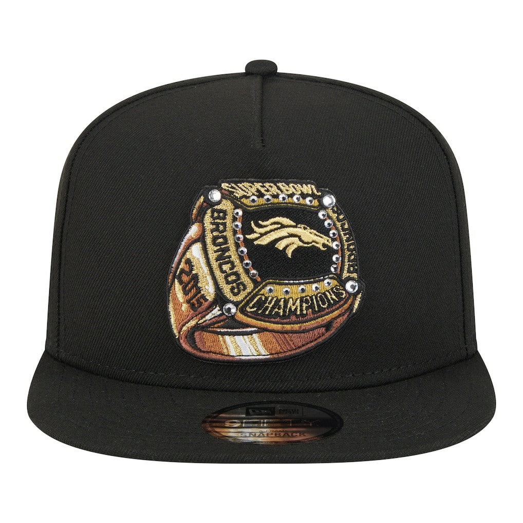 Denver Broncos New Era Super Bowl Ring 9FIFTY A-Frame Adjustable Hat Black - NFL