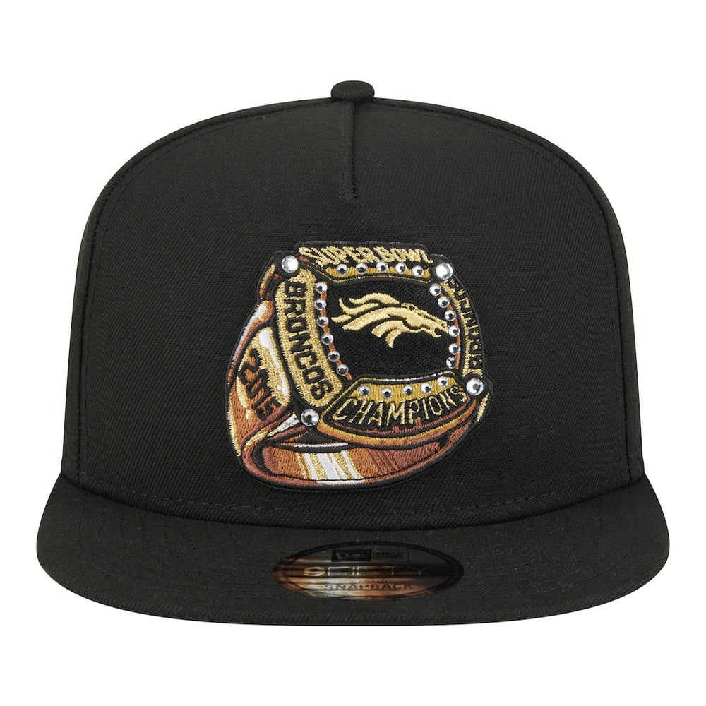 Denver Broncos New Era Super Bowl Ring 9FIFTY A-Frame Adjustable Hat Black - NFL