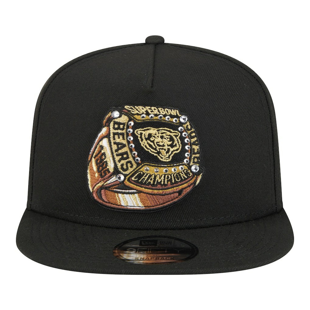 Chicago Bears New Era Super Bowl Ring 9FIFTY A-Frame Adjustable Hat Black - NFL