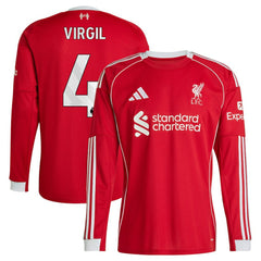 Adidas Virgil van Dijk Liverpool 2025/26 Home Replica Long Sleeve Jerseys - Red