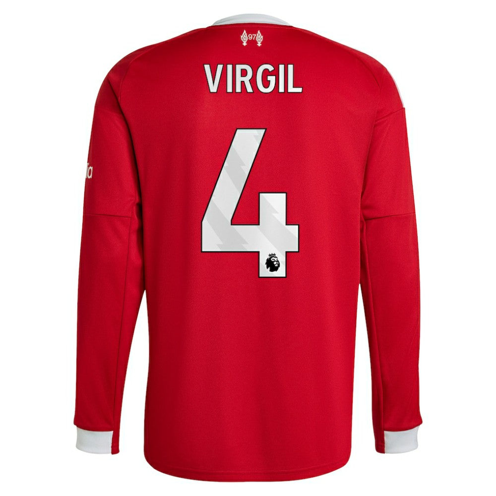 Adidas Virgil van Dijk Liverpool 2025/26 Home Replica Long Sleeve Jerseys - Red