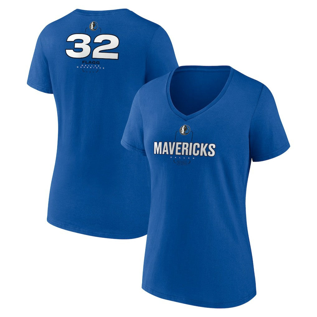 NBA - Cooper Flagg Dallas Mavericks Women's Name & Number V-Neck T-Shirt - Blue