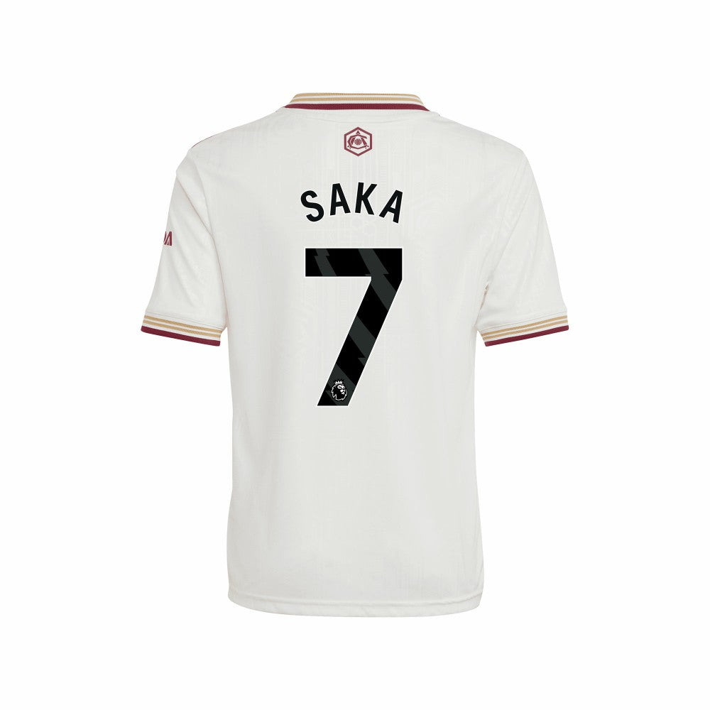 Adidas Bukayo Saka Arsenal Youth 2025/26 Third Replica Player Jerseys - White