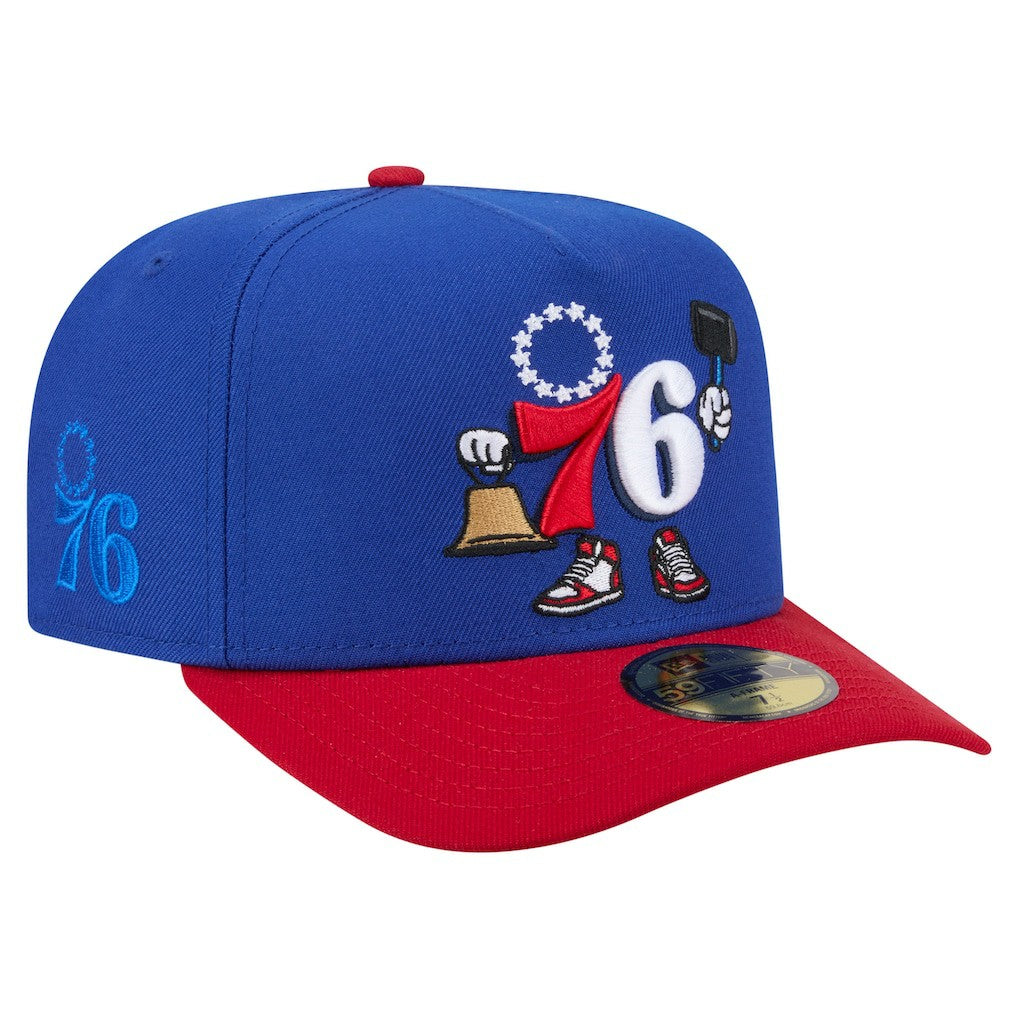New Era - Philadelphia 76ers Injection Cartoon Logo A-Frame 59FIFTY Fitted Hat - Blue