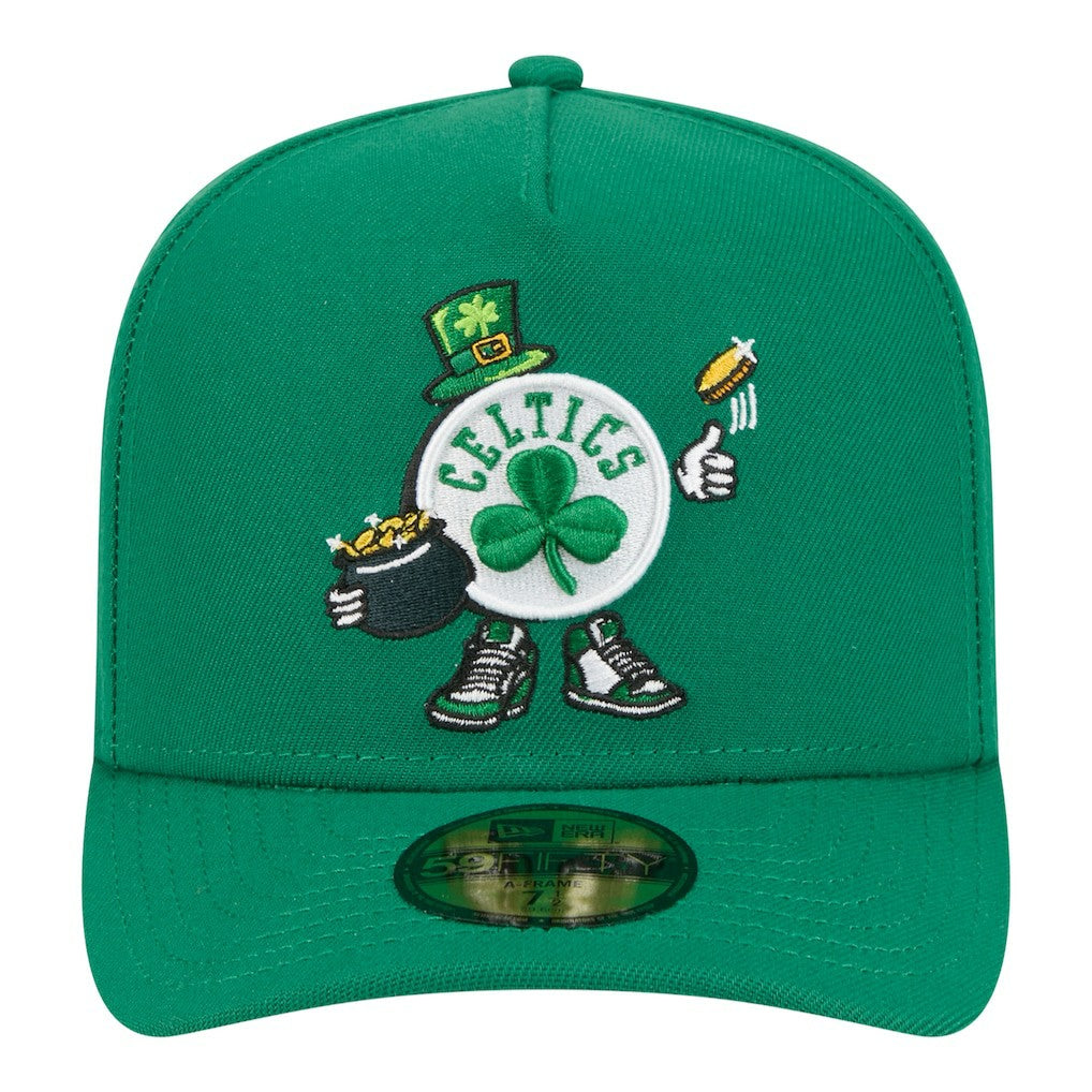 New Era - Boston Celtics Injection Cartoon Logo A-Frame 59FIFTY Fitted Hat - Kelly Green