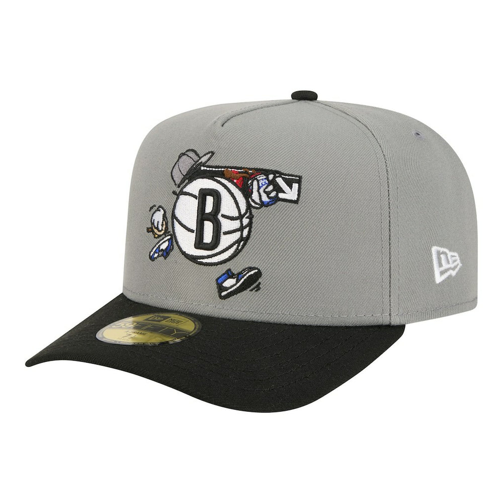 New Era - Brooklyn Nets Injection Cartoon Logo A-Frame 59FIFTY Fitted Hat - Gray