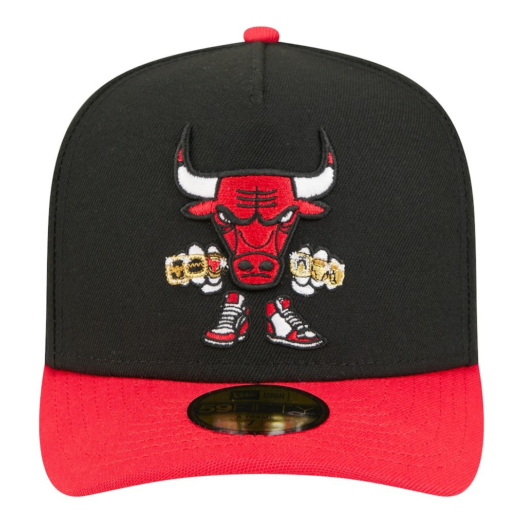 New Era - Chicago Bulls Injection Cartoon Logo A-Frame 59FIFTY Fitted Hat - Black