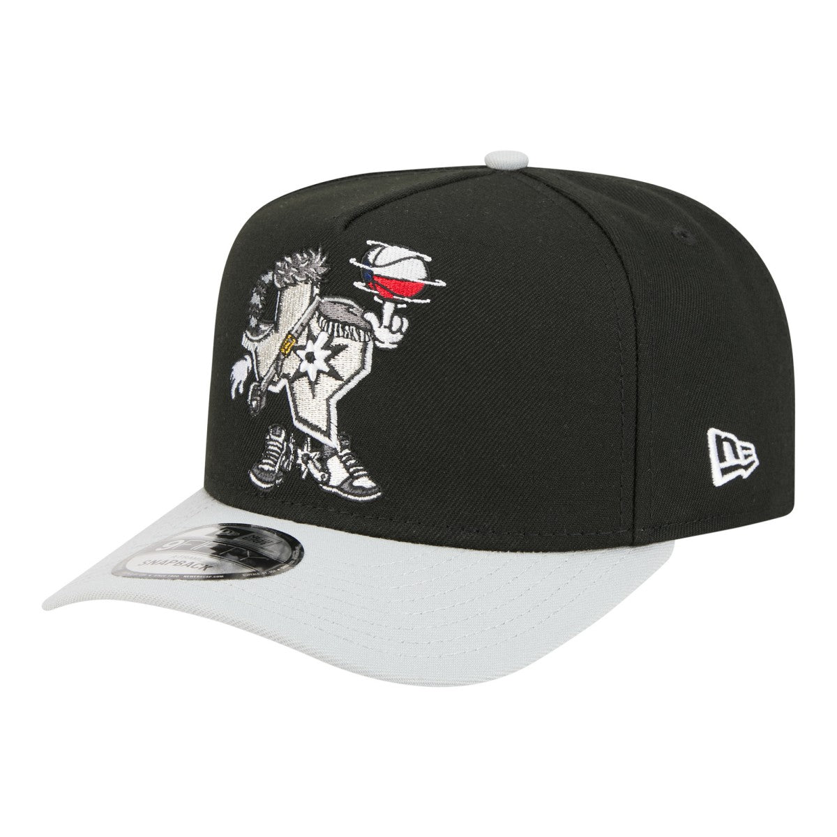 New Era - San Antonio Spurs Injection Cartoon Logo A-Frame 9FIFTY Adjustable Hat - Black