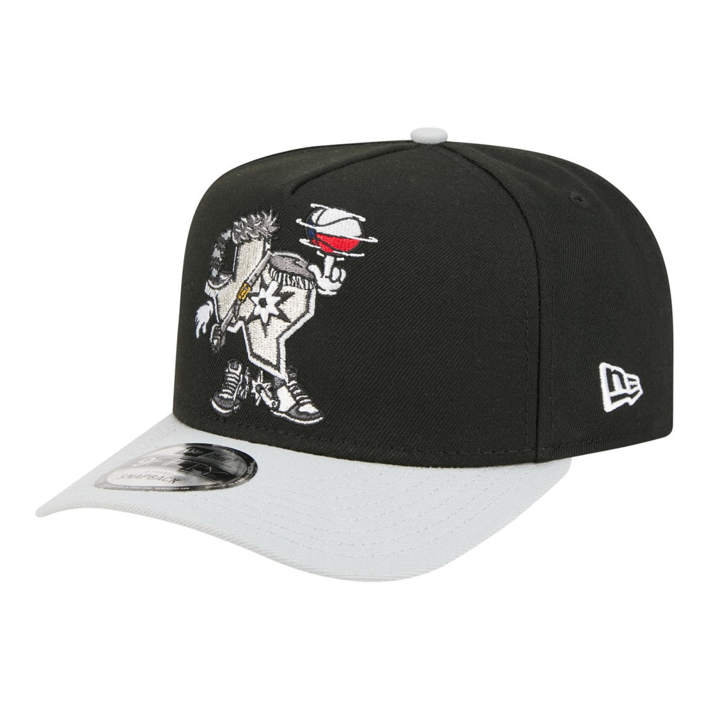 New Era - San Antonio Spurs Injection Cartoon Logo A-Frame 9FIFTY Adjustable Hat - Black