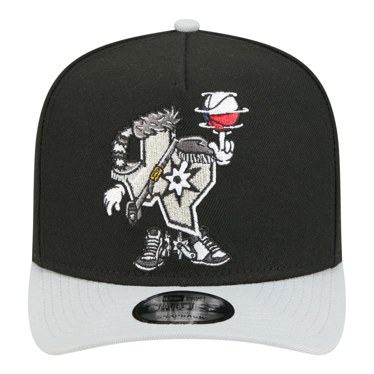 New Era - San Antonio Spurs Injection Cartoon Logo A-Frame 9FIFTY Adjustable Hat - Black