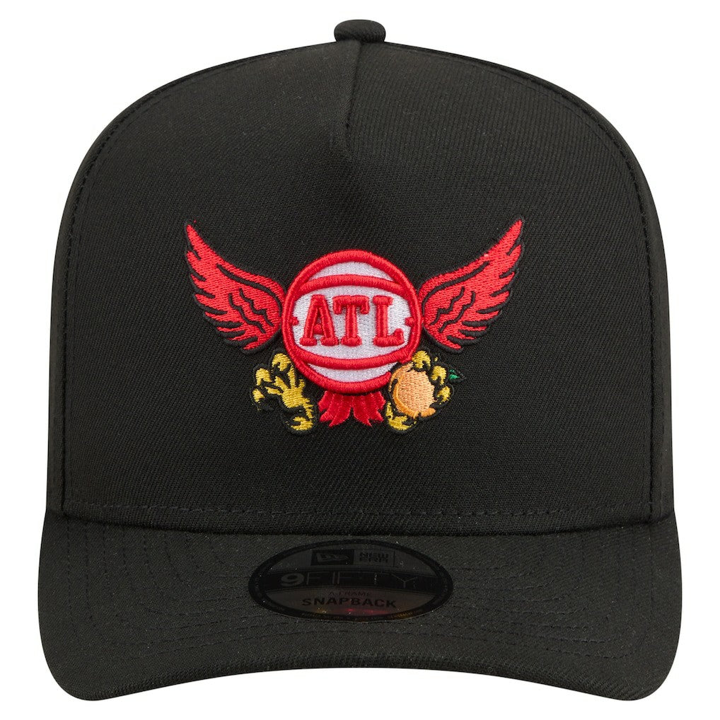 New Era - Atlanta Hawks Injection Cartoon Logo A-Frame 9FIFTY Adjustable Hat - Black