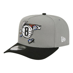 New Era - Brooklyn Nets Injection Cartoon Logo A-Frame 9FIFTY Adjustable Hat - Gray