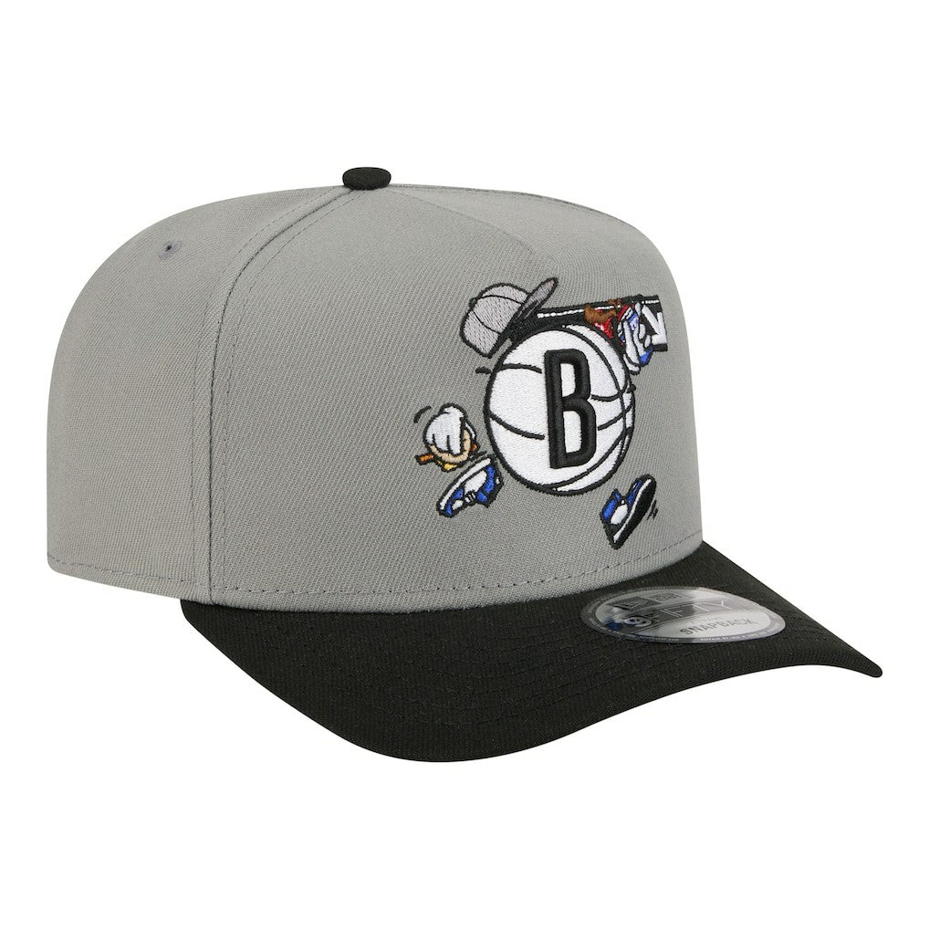 New Era - Brooklyn Nets Injection Cartoon Logo A-Frame 9FIFTY Adjustable Hat - Gray