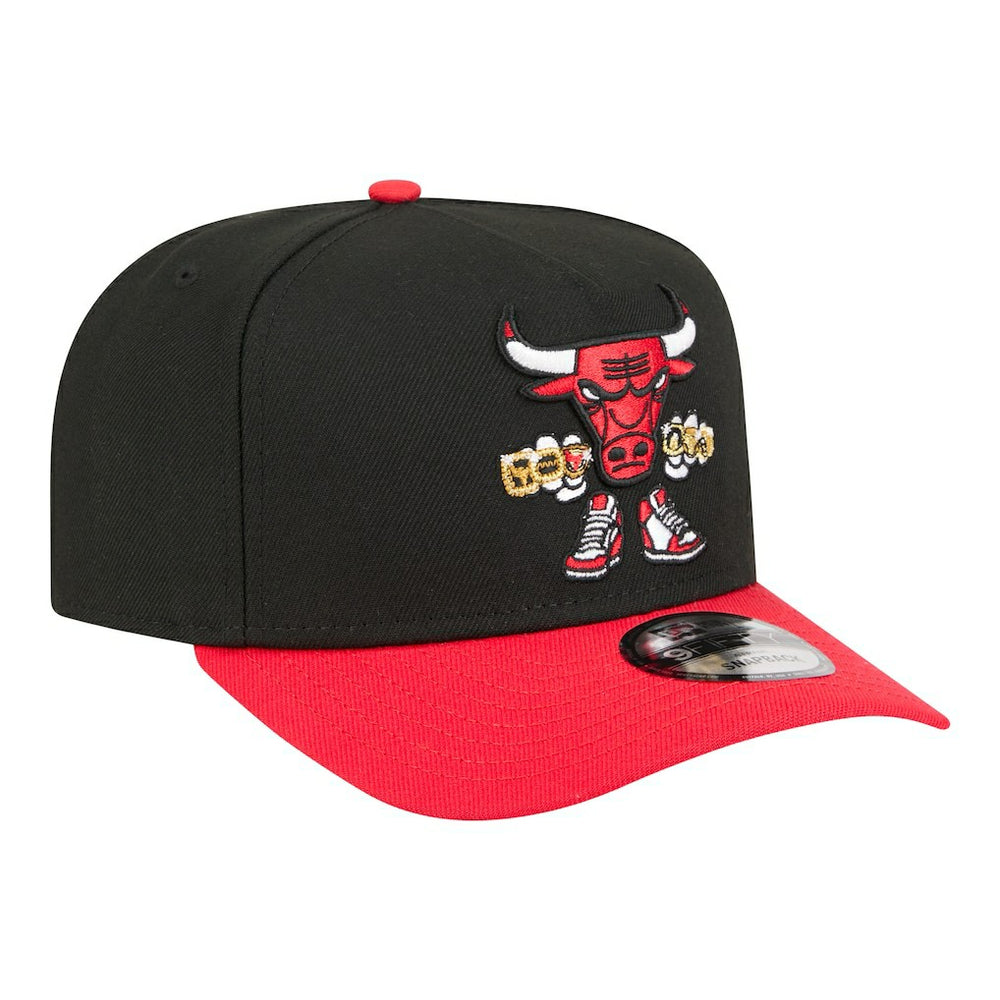 New Era - Chicago Bulls Injection Cartoon Logo A-Frame 9FIFTY Adjustable Hat - Black