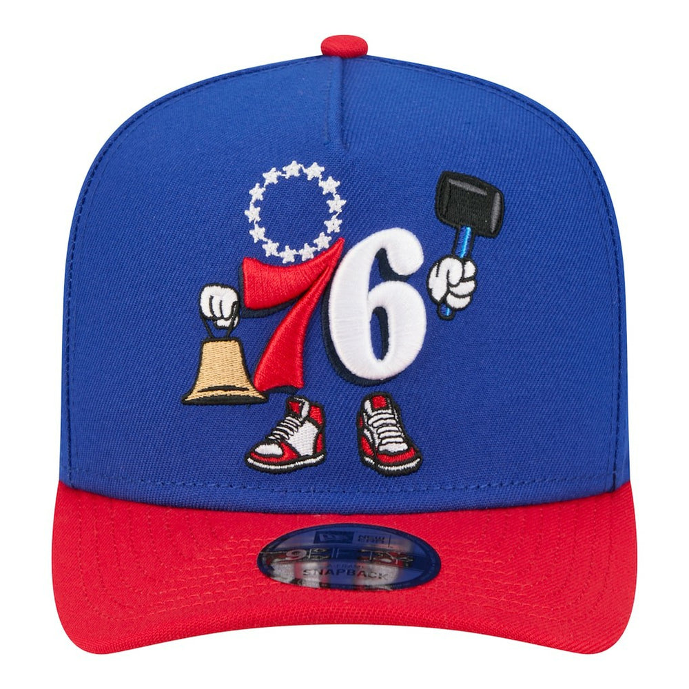 New Era - Philadelphia 76ers Injection Cartoon Logo A-Frame 9FIFTY Adjustable Hat - Royal