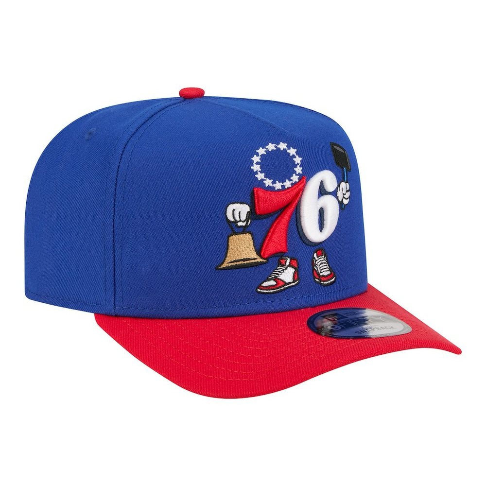 New Era - Philadelphia 76ers Injection Cartoon Logo A-Frame 9FIFTY Adjustable Hat - Royal