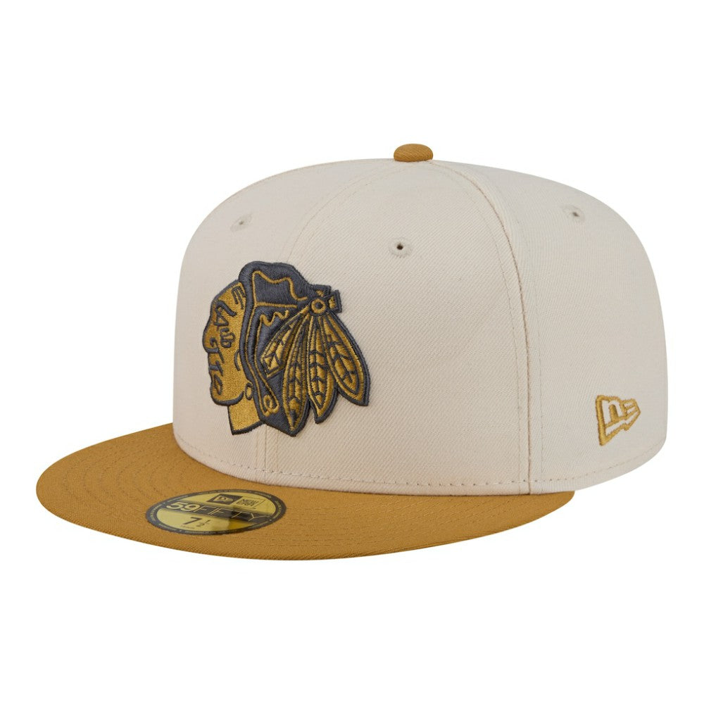 Chicago Blackhawks New Era Colorpack Two-Tone 59FIFTY Fitted Hat Cream/Tan