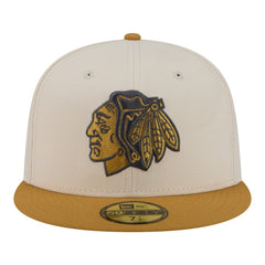 Chicago Blackhawks New Era Colorpack Two-Tone 59FIFTY Fitted Hat Cream/Tan