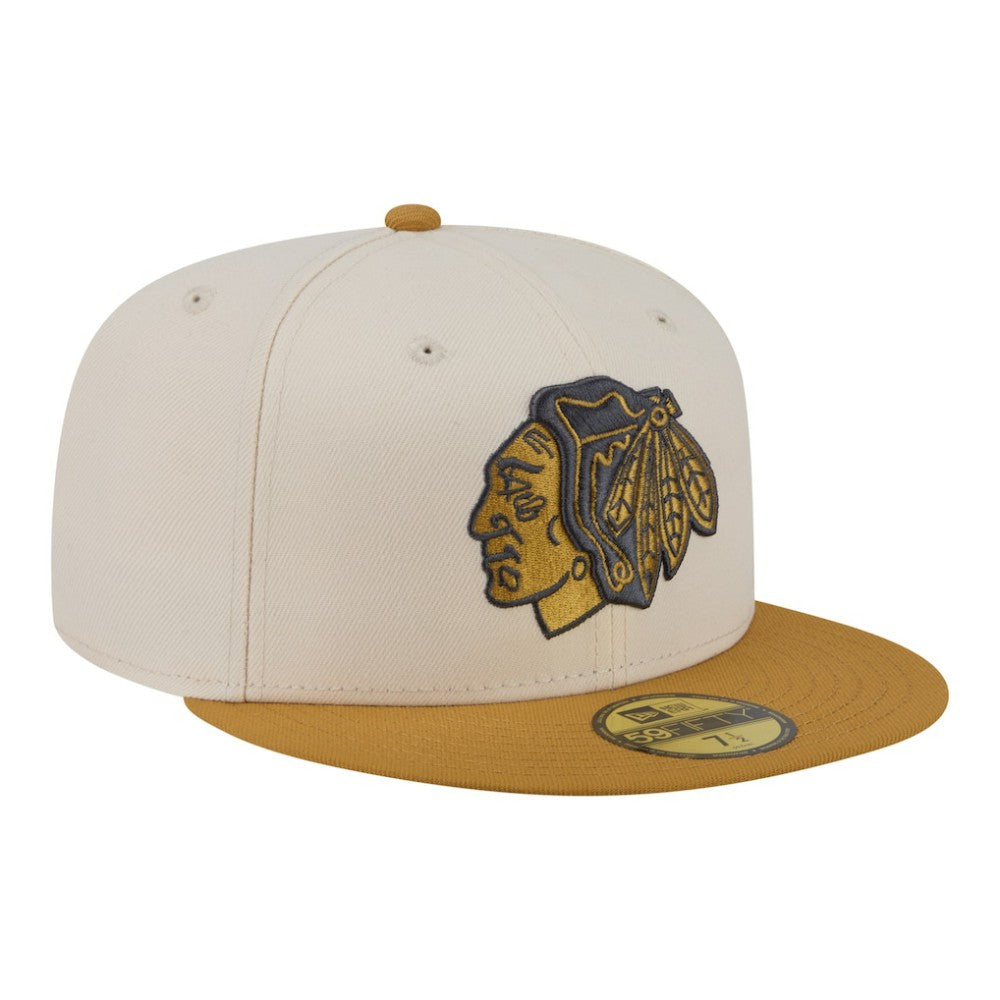 Chicago Blackhawks New Era Colorpack Two-Tone 59FIFTY Fitted Hat Cream/Tan