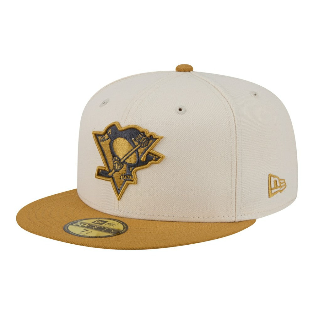 Pittsburgh Penguins New Era Colorpack Two-Tone 59FIFTY Fitted Hat Cream/Tan