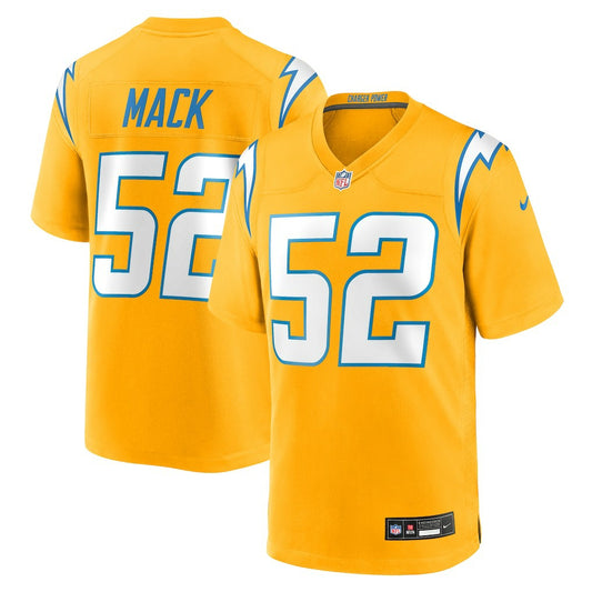 Khalil Mack Los Angeles Chargers Alternate Charger Power Game Player Jersey - Gold | NFL Jerseys