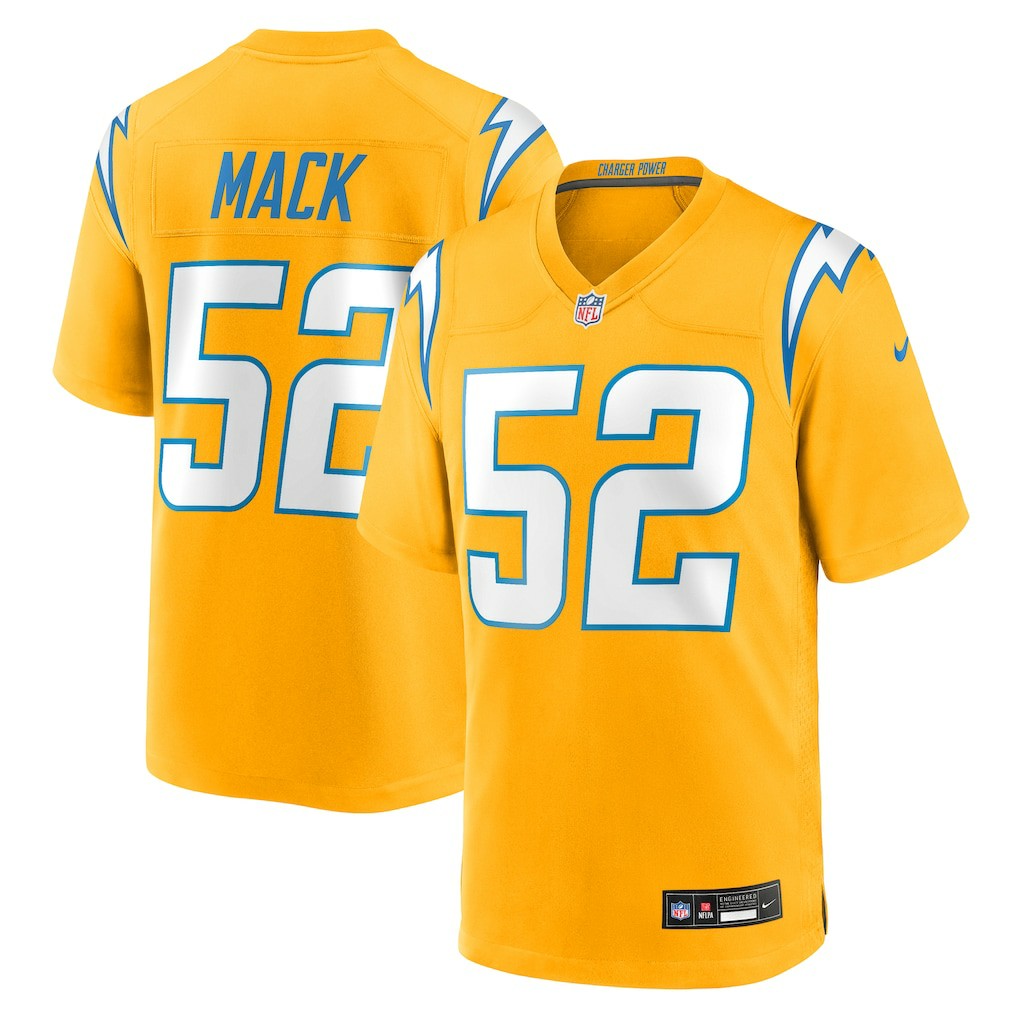 Khalil Mack Los Angeles Chargers Alternate Charger Power Game Player Jersey Gold - Nike