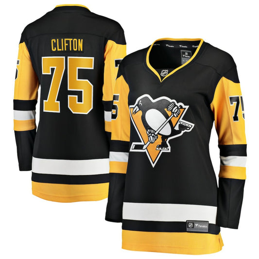 Connor Clifton Pittsburgh Penguins Fanatics Women's Home Breakaway Jersey - Black | NHL Jerseys