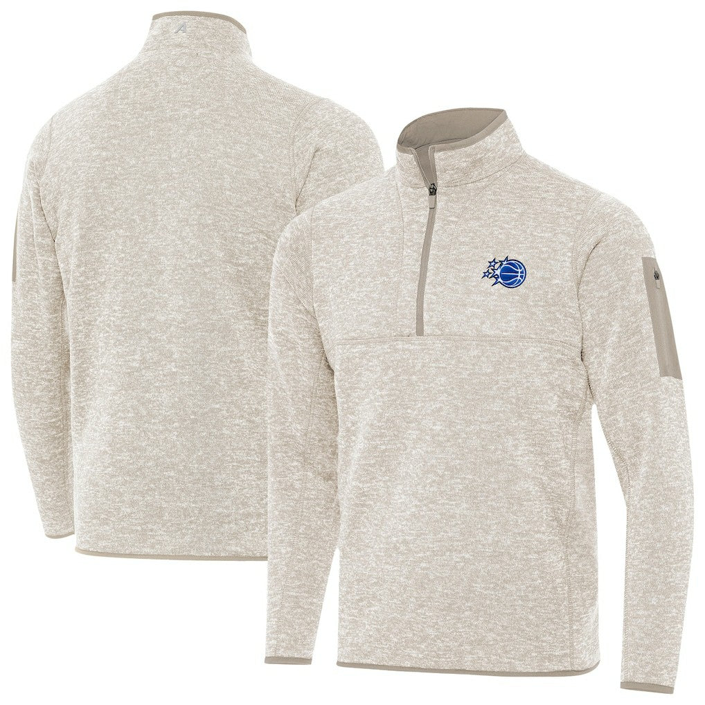 NBA - Orlando Magic Antigua New Logo Fortune Quarter-Zip Pullover Jacket - Oatmeal