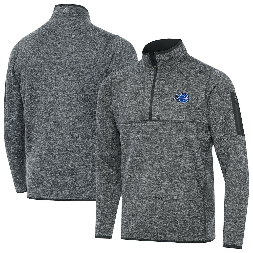 NBA - Orlando Magic Antigua New Logo Fortune Quarter-Zip Pullover Jacket - Heather Gray