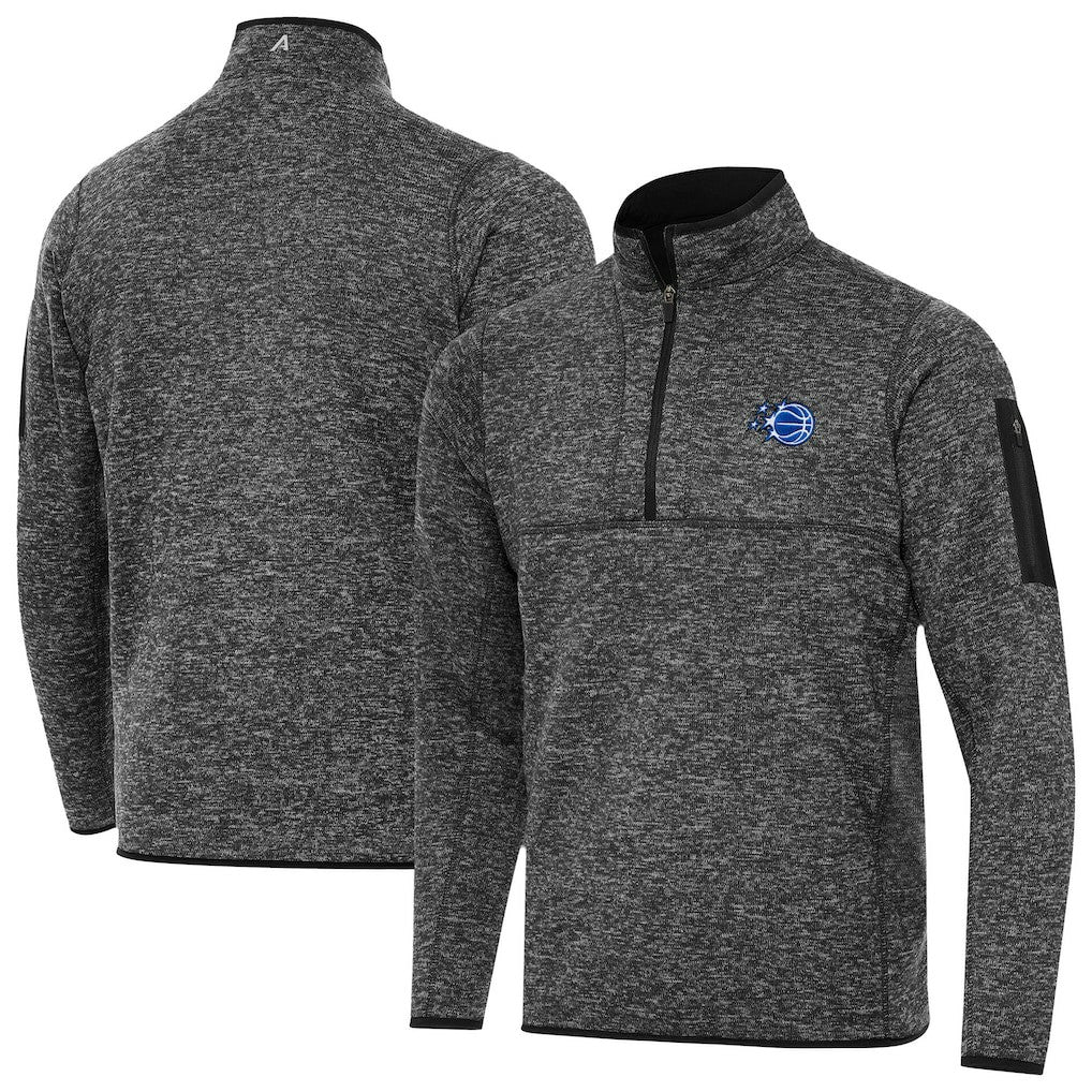 NBA - Orlando Magic Antigua New Logo Fortune Quarter-Zip Pullover Jacket - Heather Black