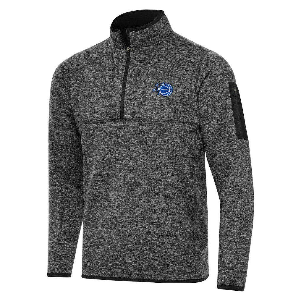 NBA - Orlando Magic Antigua New Logo Fortune Quarter-Zip Pullover Jacket - Heather Black