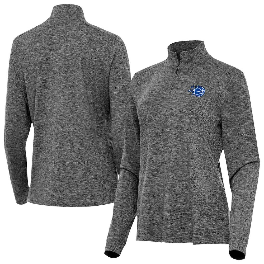 NBA - Orlando Magic Antigua Women's New Logo Mentor Long Sleeve Quarter-Zip Mock Polo - Heather Black