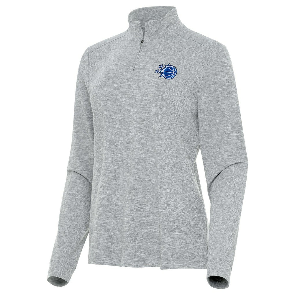 NBA - Orlando Magic Antigua Women's New Logo Mentor Long Sleeve Quarter-Zip Mock Polo - Heather Gray