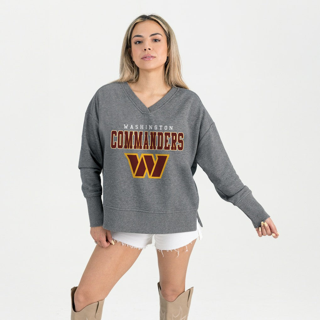 Washington Commanders Gameday Couture Women's French Terry V-Neck Pullover Sweatshirt Gray - NFL