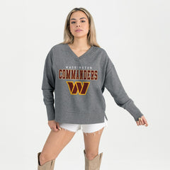 Washington Commanders Gameday Couture Women's French Terry V-Neck Pullover Sweatshirt Gray - NFL