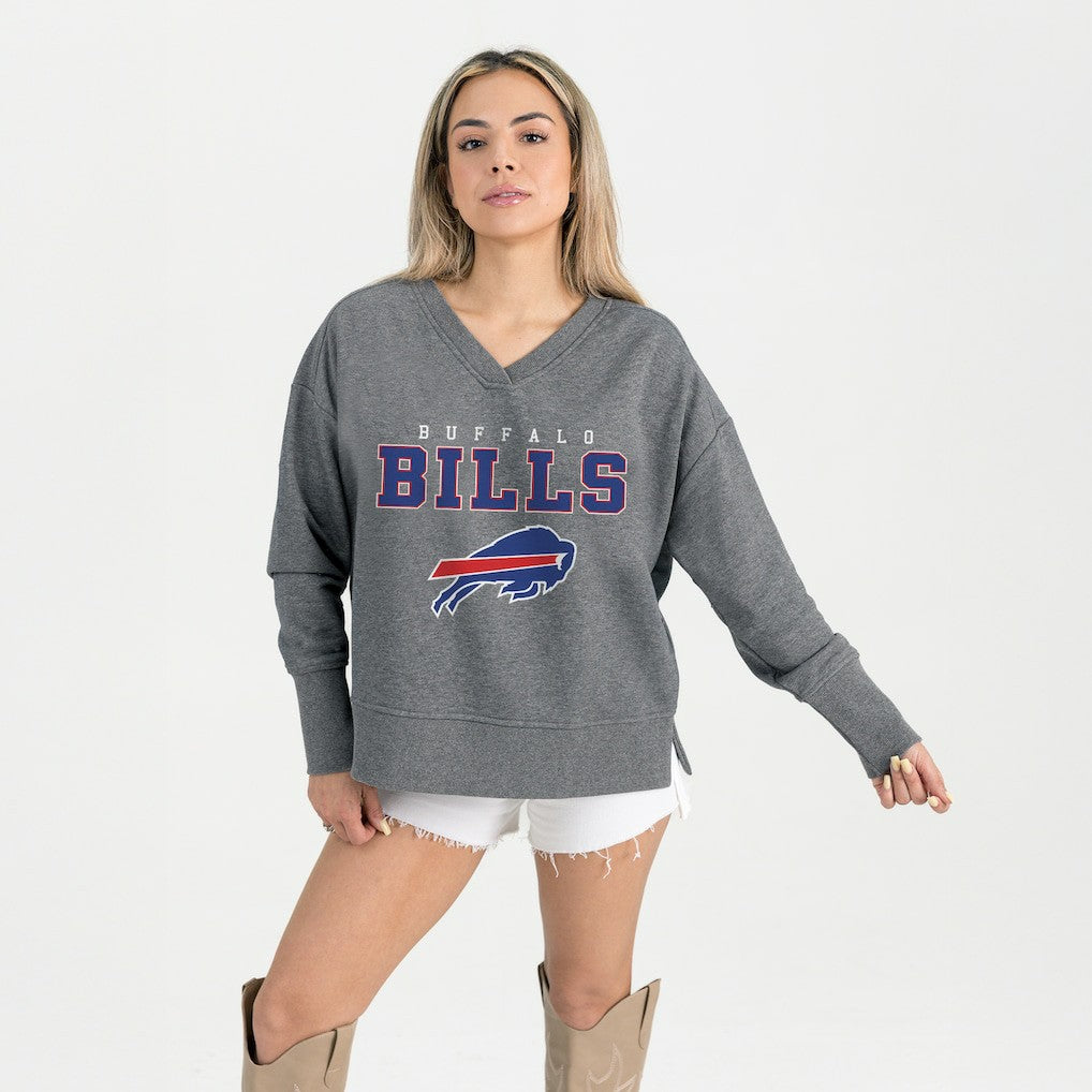 Buffalo Bills Gameday Couture Women's French Terry V-Neck Pullover Sweatshirt Gray - NFL