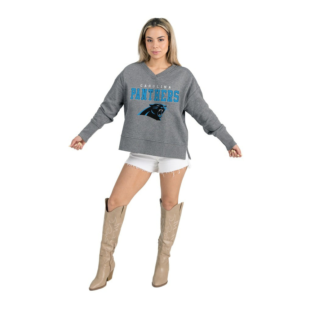 Carolina Panthers Gameday Couture Women's French Terry V-Neck Pullover Sweatshirt Gray - NFL