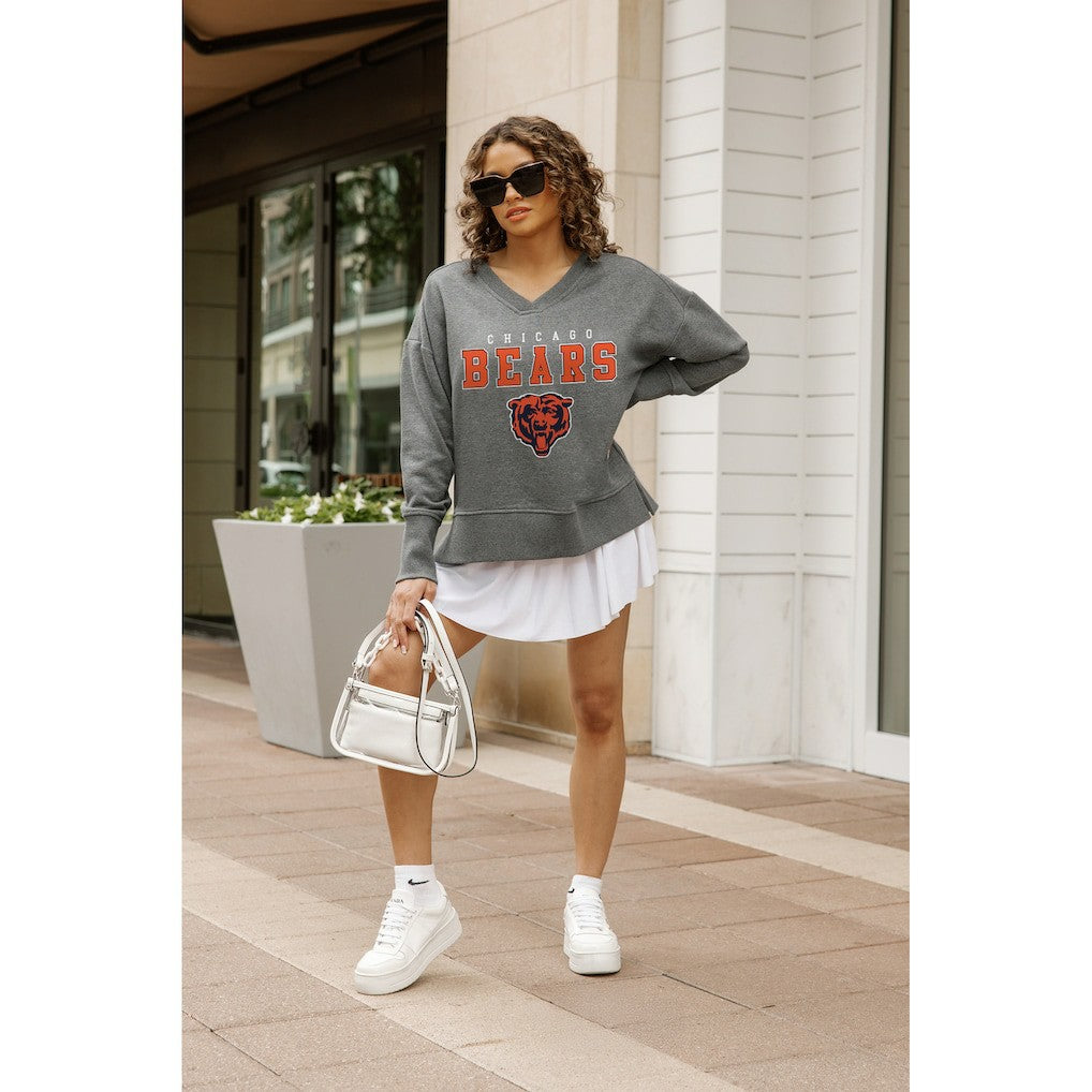 Chicago Bears Gameday Couture Women's French Terry V-Neck Pullover Sweatshirt Gray - NFL