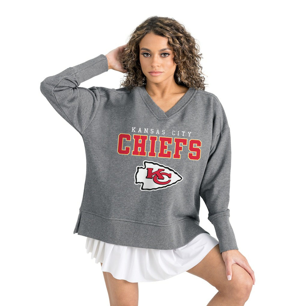 Kansas City Chiefs Gameday Couture Women's French Terry V-Neck Pullover Sweatshirt Gray - NFL