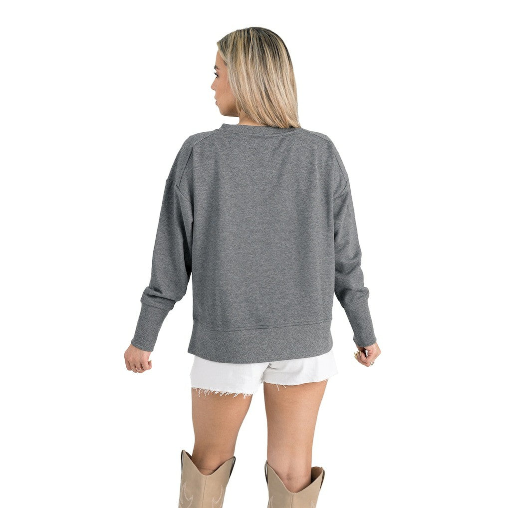 Dallas Cowboys Gameday Couture Women's French Terry V-Neck Pullover Sweatshirt Gray - NFL