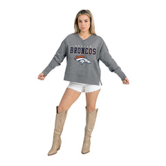 Denver Broncos Gameday Couture Women's French Terry V-Neck Pullover Sweatshirt Gray - NFL