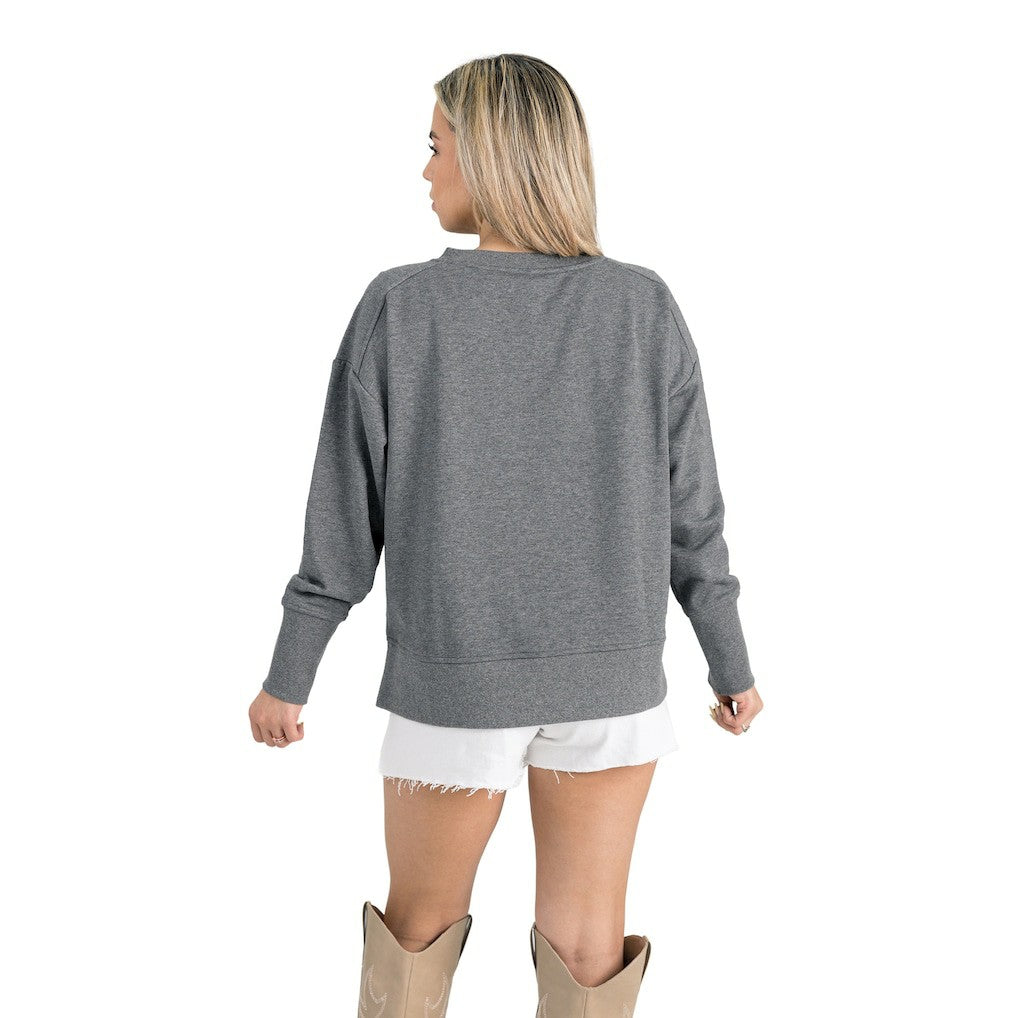 Pittsburgh Steelers Gameday Couture Women's French Terry V-Neck Pullover Sweatshirt Gray - NFL