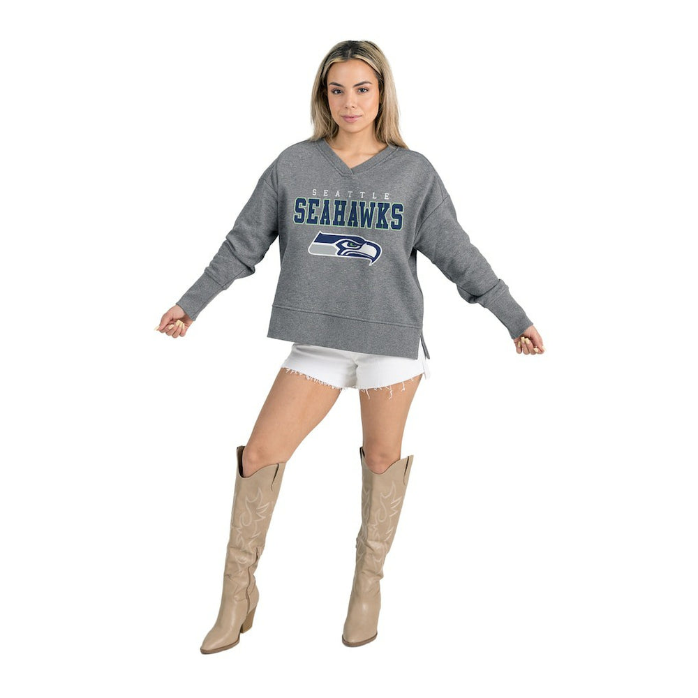 Seattle Seahawks Gameday Couture Women's French Terry V-Neck Pullover Sweatshirt Gray - NFL