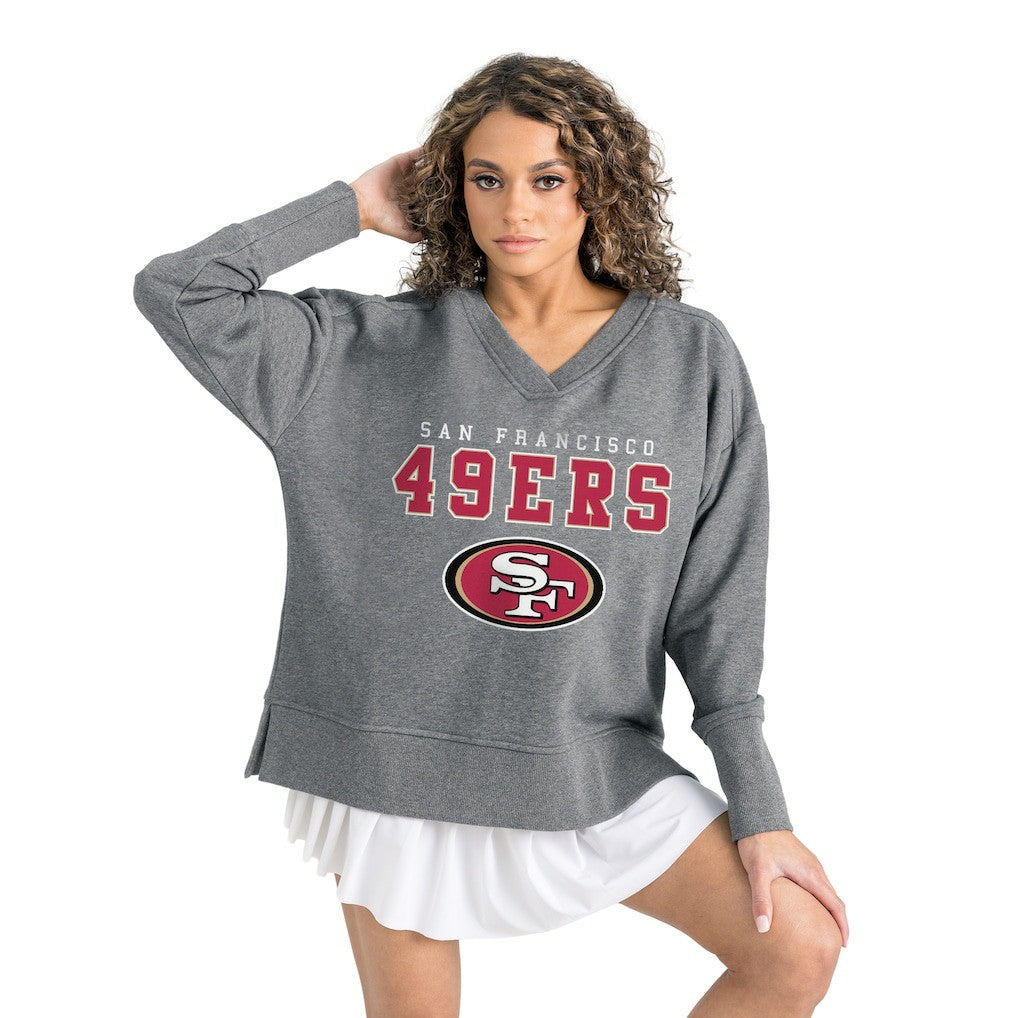 San Francisco 49ers Gameday Couture Women's French Terry V-Neck Pullover Sweatshirt Gray - NFL