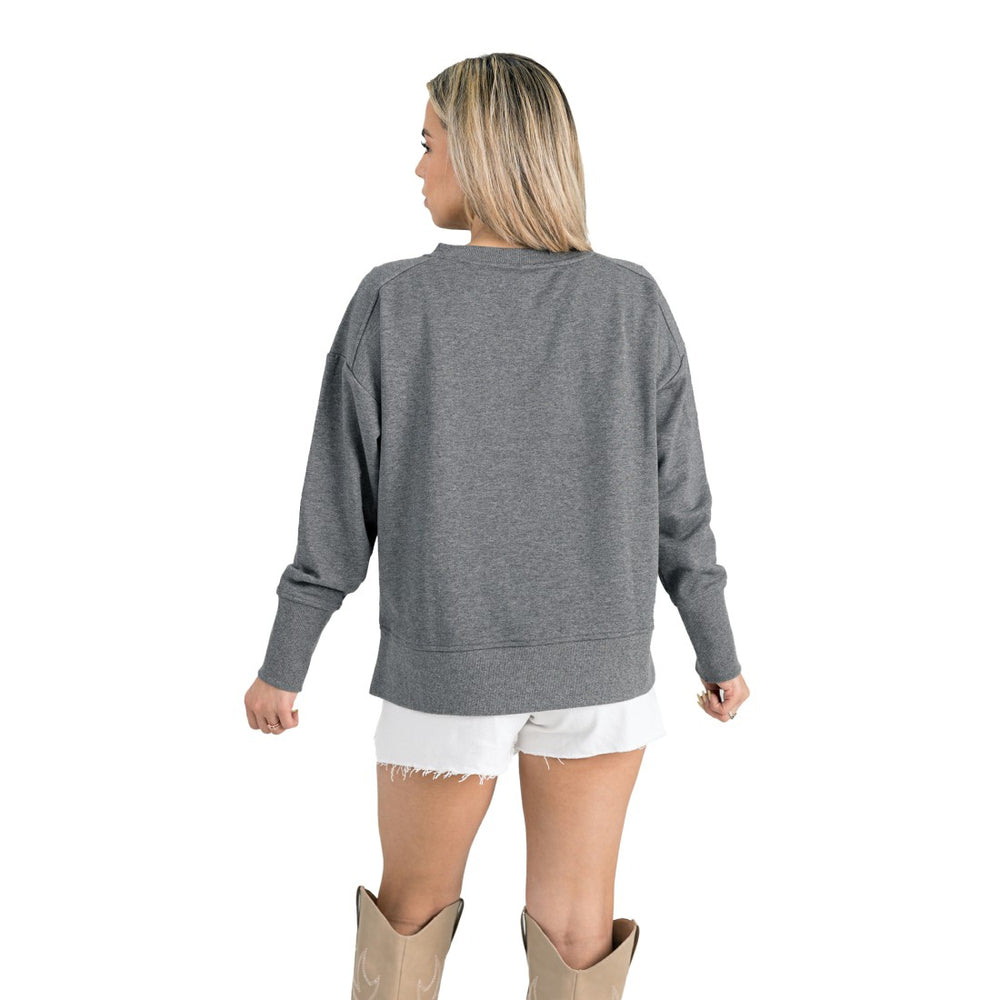 Tampa Bay Buccaneers Gameday Couture Women's French Terry V-Neck Pullover Sweatshirt Gray - NFL