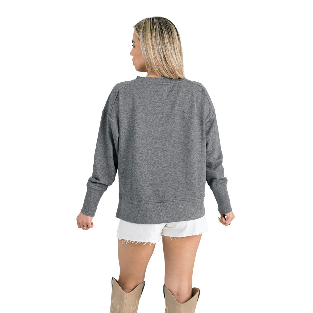 Green Bay Packers Gameday Couture Women's French Terry V-Neck Pullover Sweatshirt Gray - NFL
